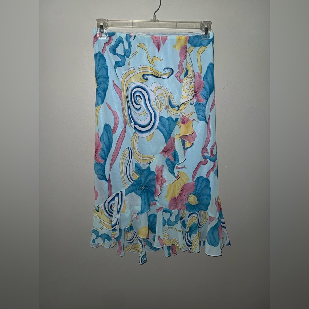 Vintage retro XOXO blue midi skirt size 4/6 medium Y2K lollipop pink